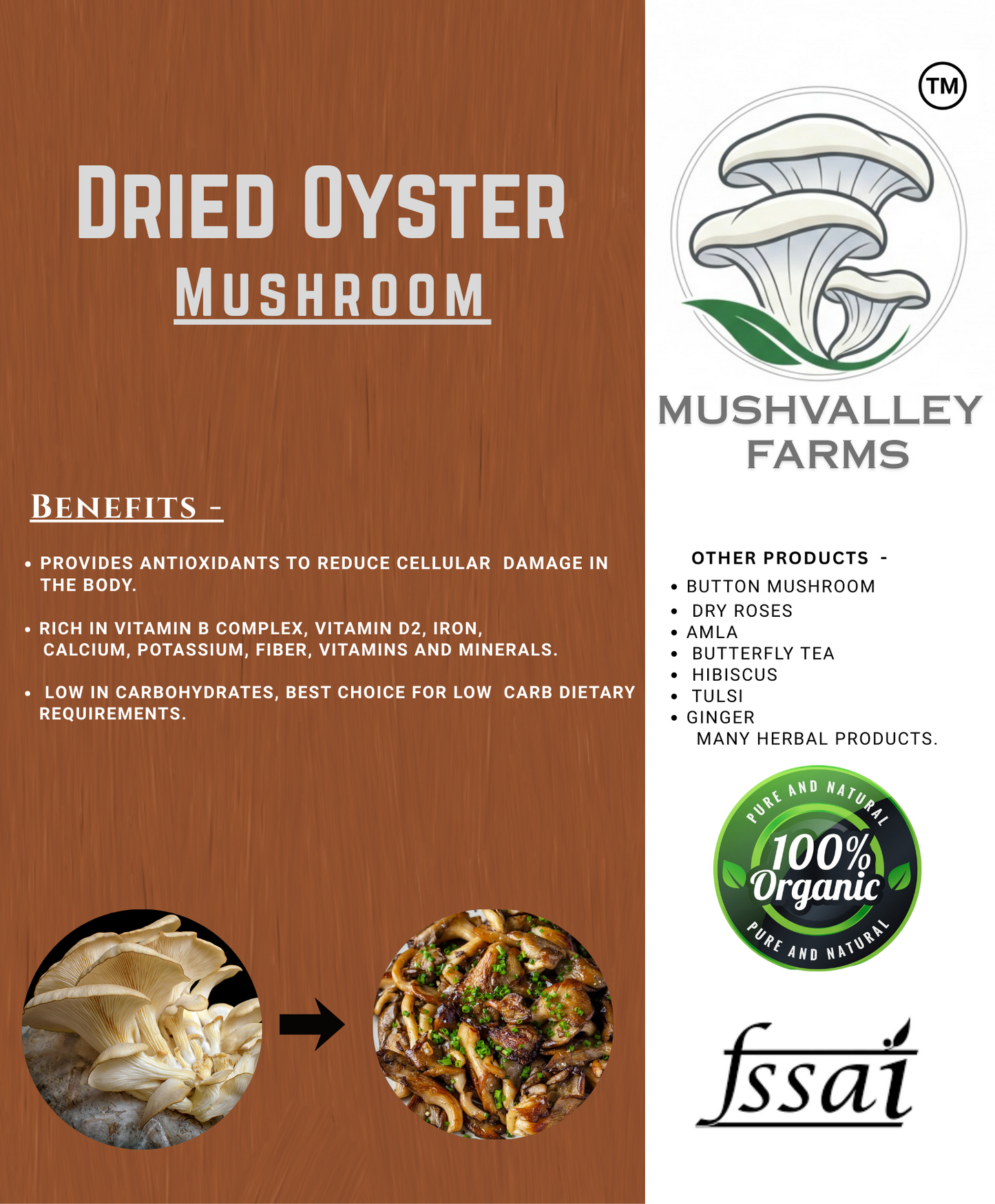 Dried Oyster Mushroom